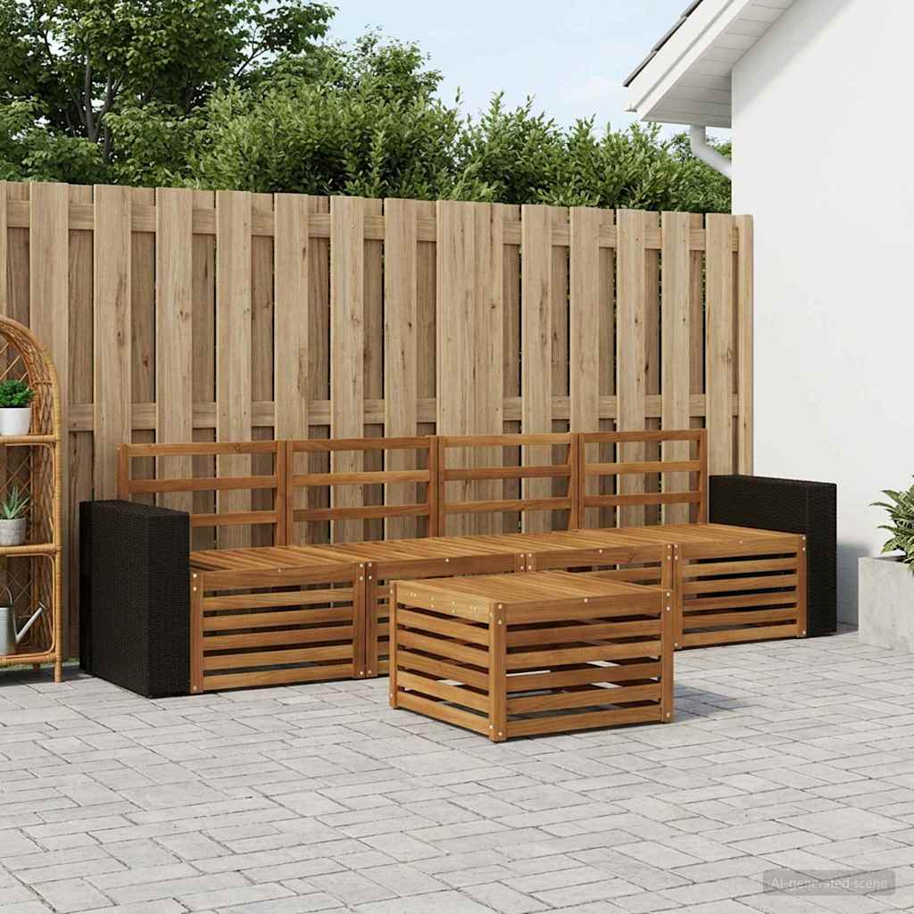 vidaXL Conjunto de sofás de exterior 5 uds. Natural