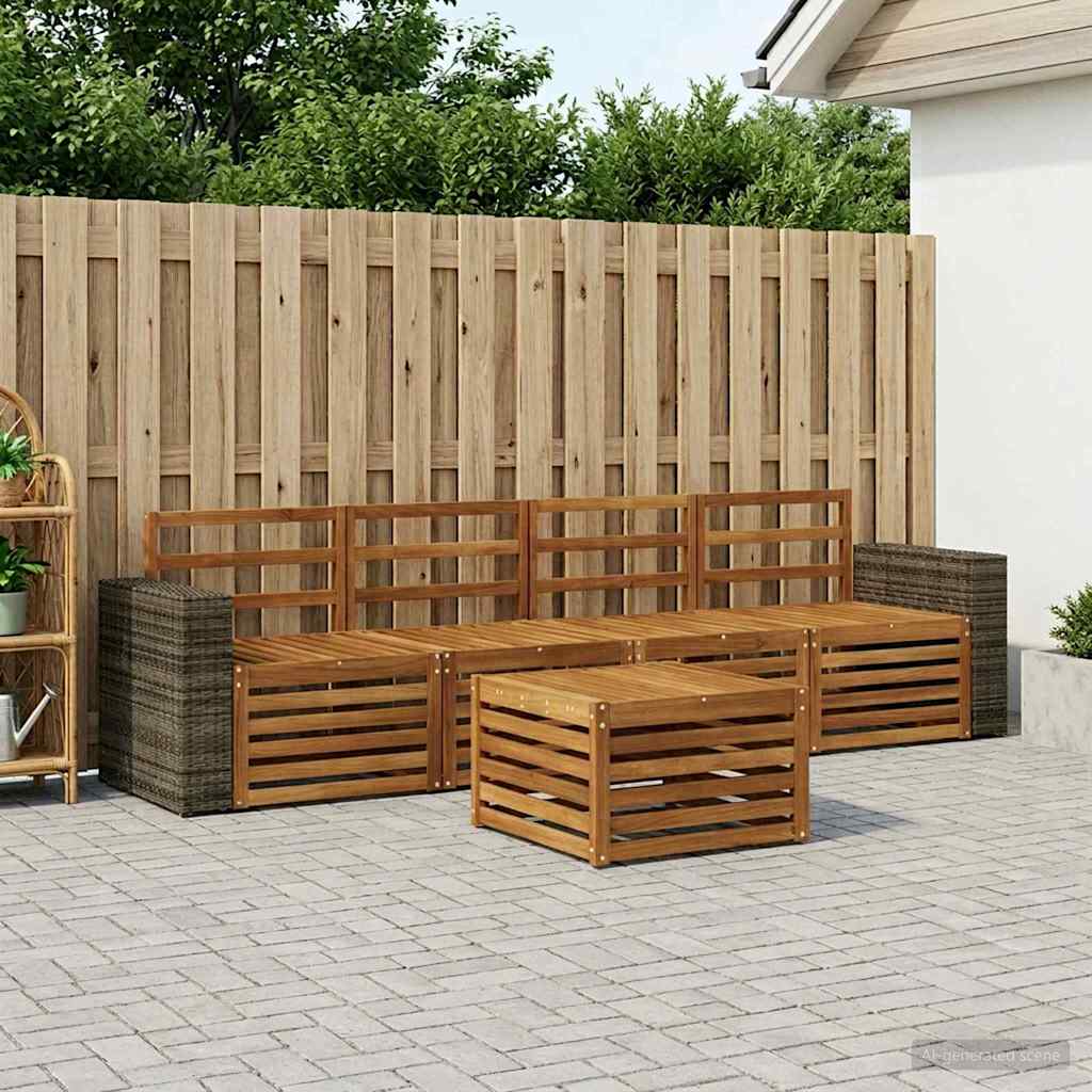 vidaXL Conjunto de sofás de exterior 5 uds. Natural