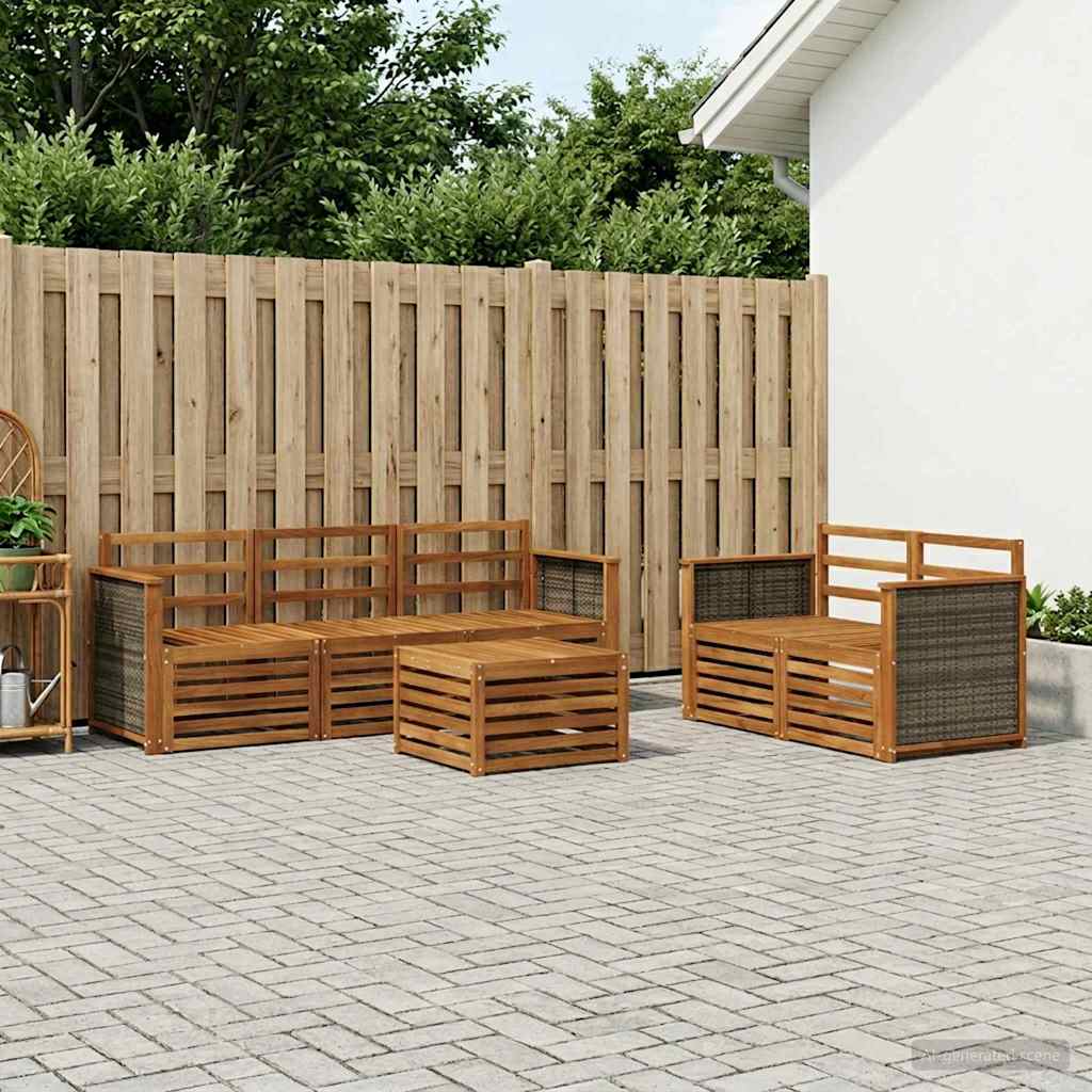 vidaXL Conjunto de sofás de exterior 6 uds. Natural