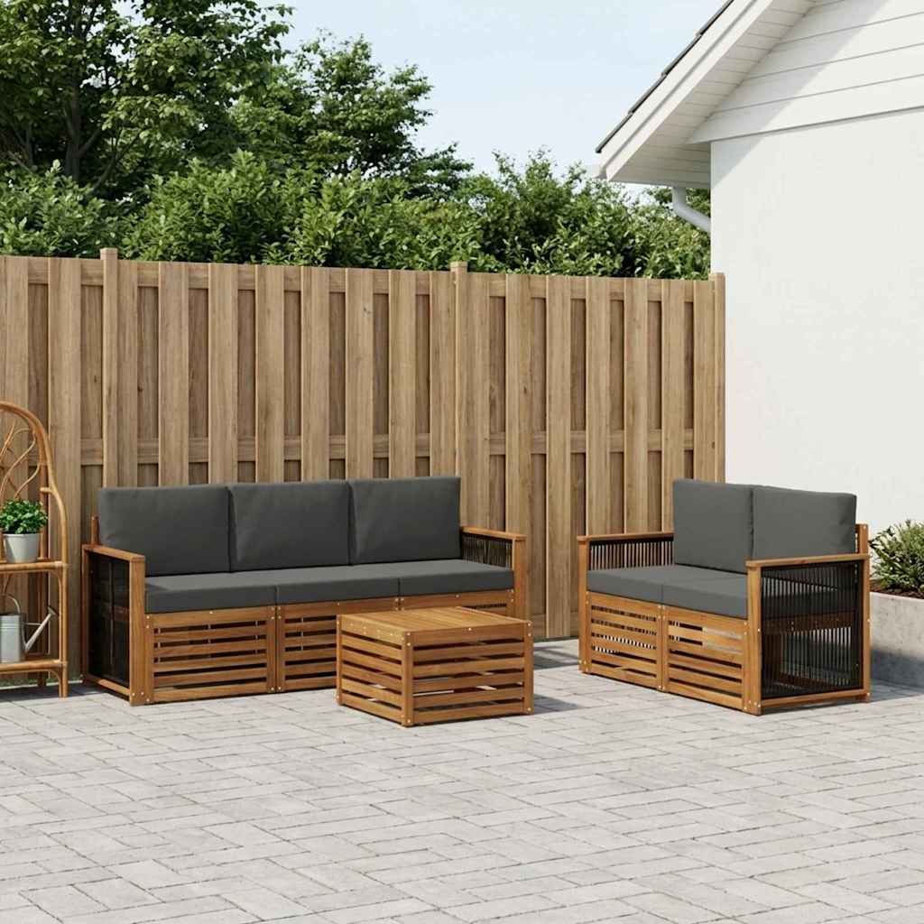 vidaXL Conjunto de sofás de exterior 6 uds. Natural y Antracita