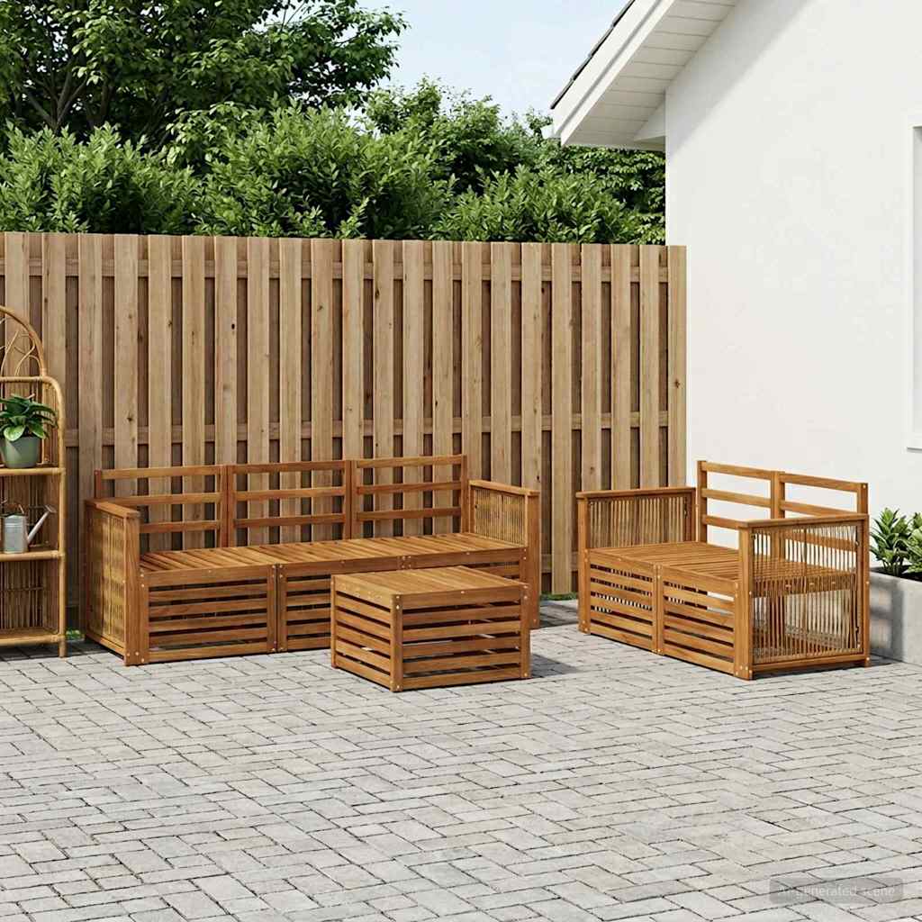 vidaXL Conjunto de sofás de exterior 6 uds. Natural