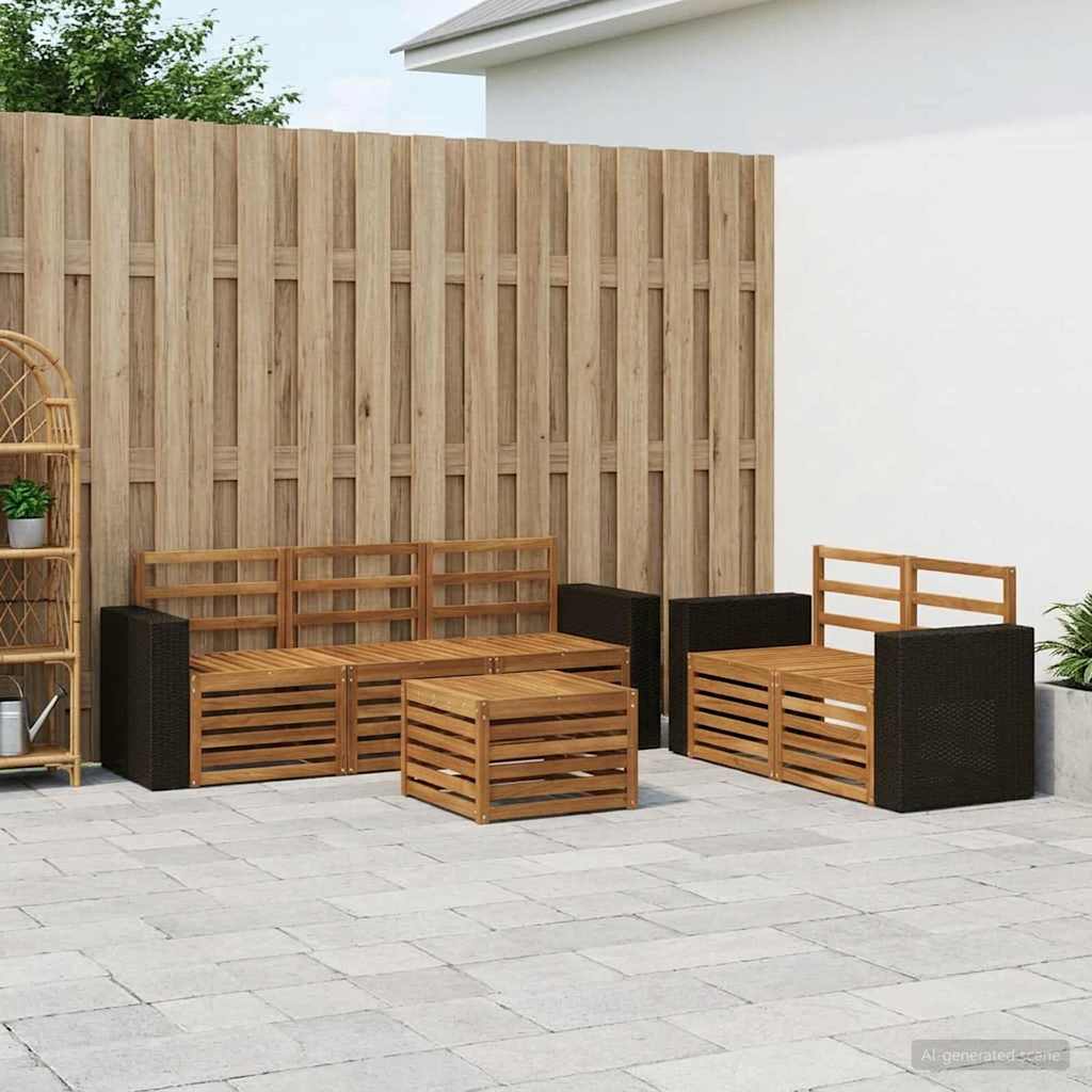 vidaXL Conjunto de sofás de exterior 6 uds. Natural