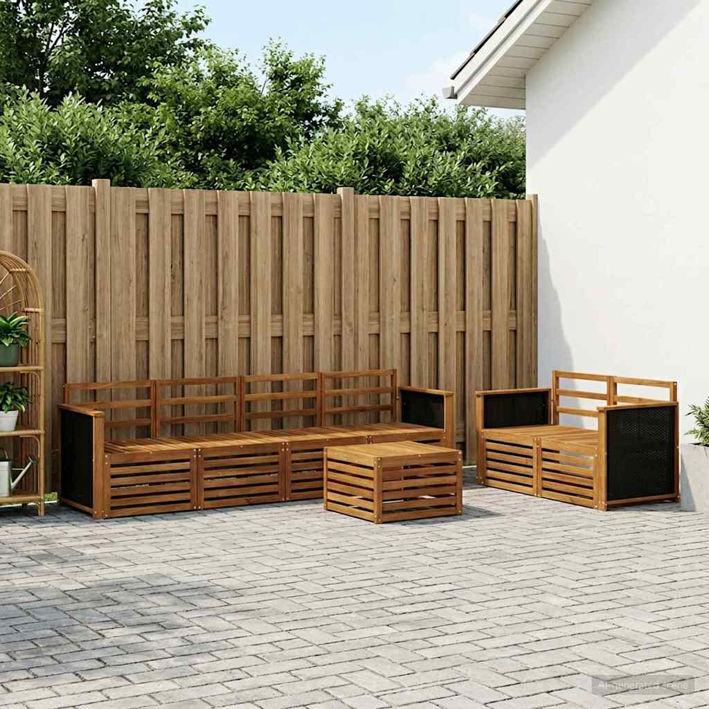 vidaXL Conjunto de sofás de exterior 7 uds. Natural