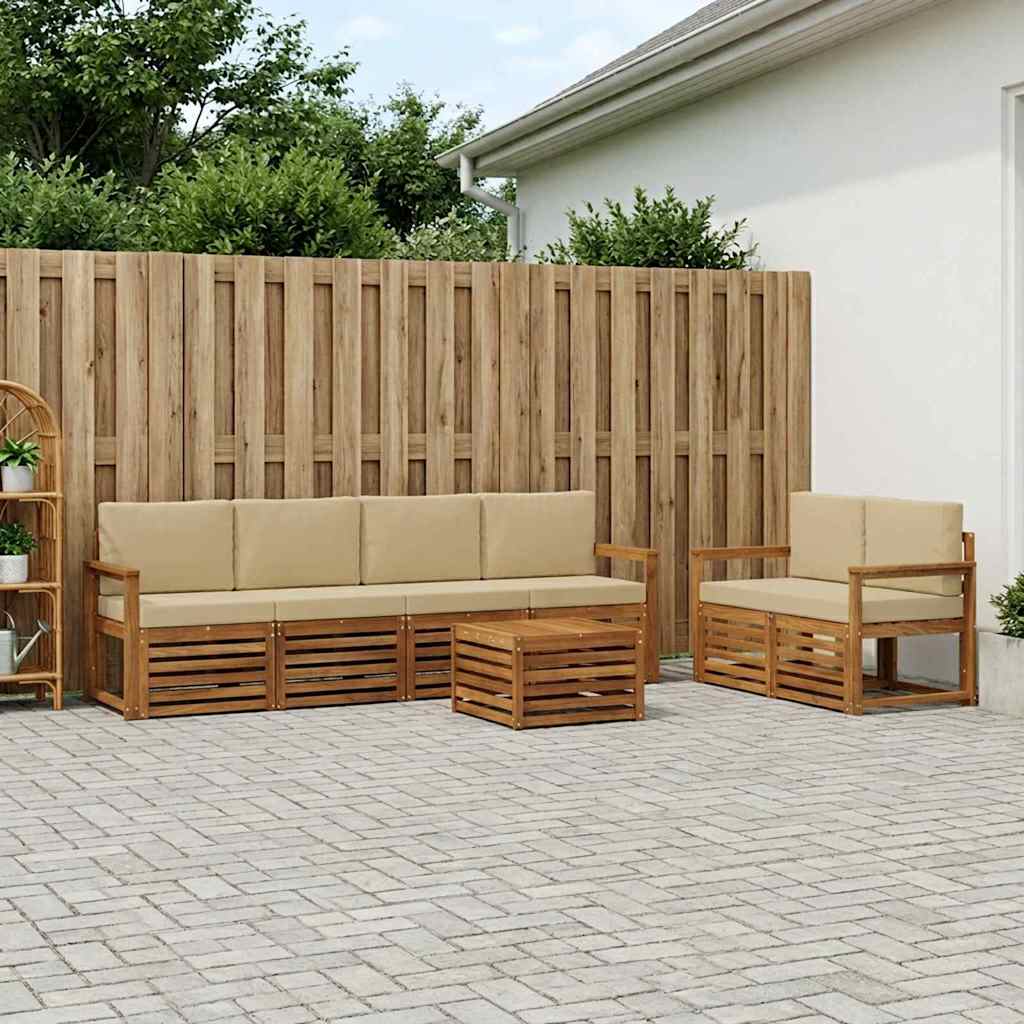 vidaXL Conjunto de sofás de exterior 7 uds. Natural y Beige