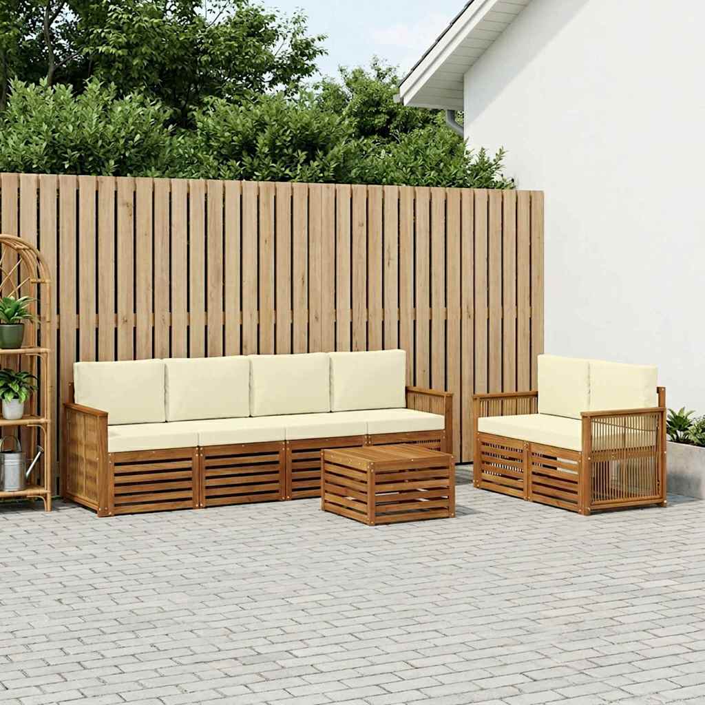 vidaXL Conjunto de sofás de exterior 7 uds. Natural y Crema