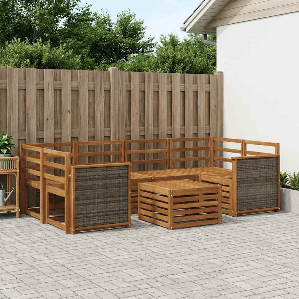 vidaXL Conjunto de sofás de exterior 7 uds. Natural