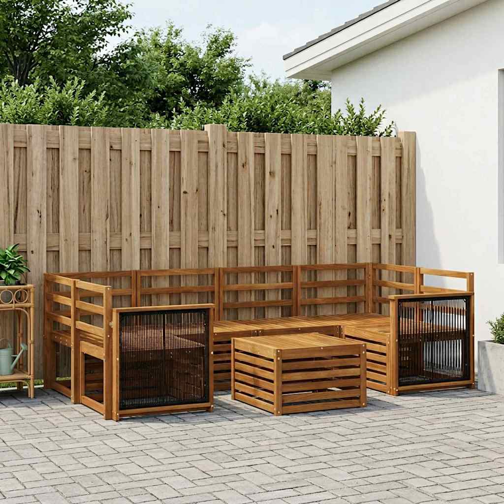 vidaXL Conjunto de sofás de exterior 7 uds. Natural