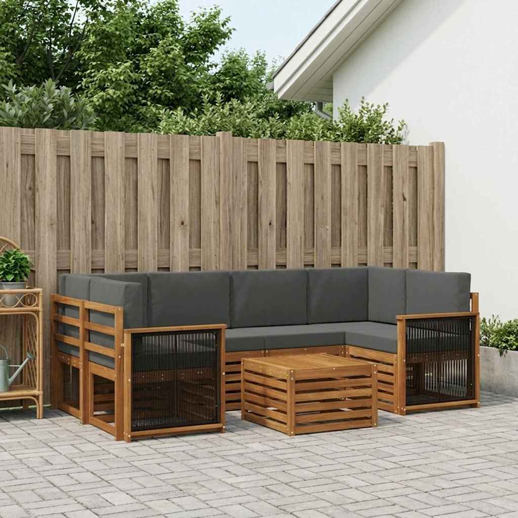 vidaXL Conjunto de sofás de exterior 7 uds. Natural y Antracita