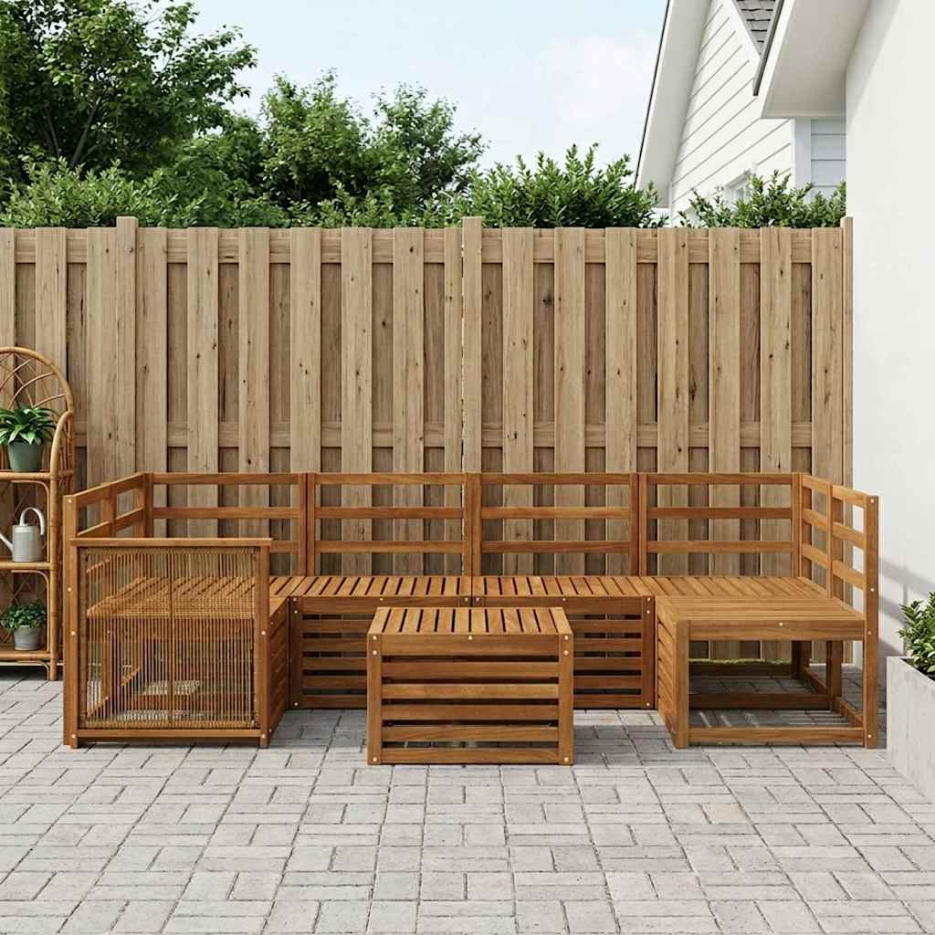 vidaXL Conjunto de sofás de exterior 7 uds. Natural