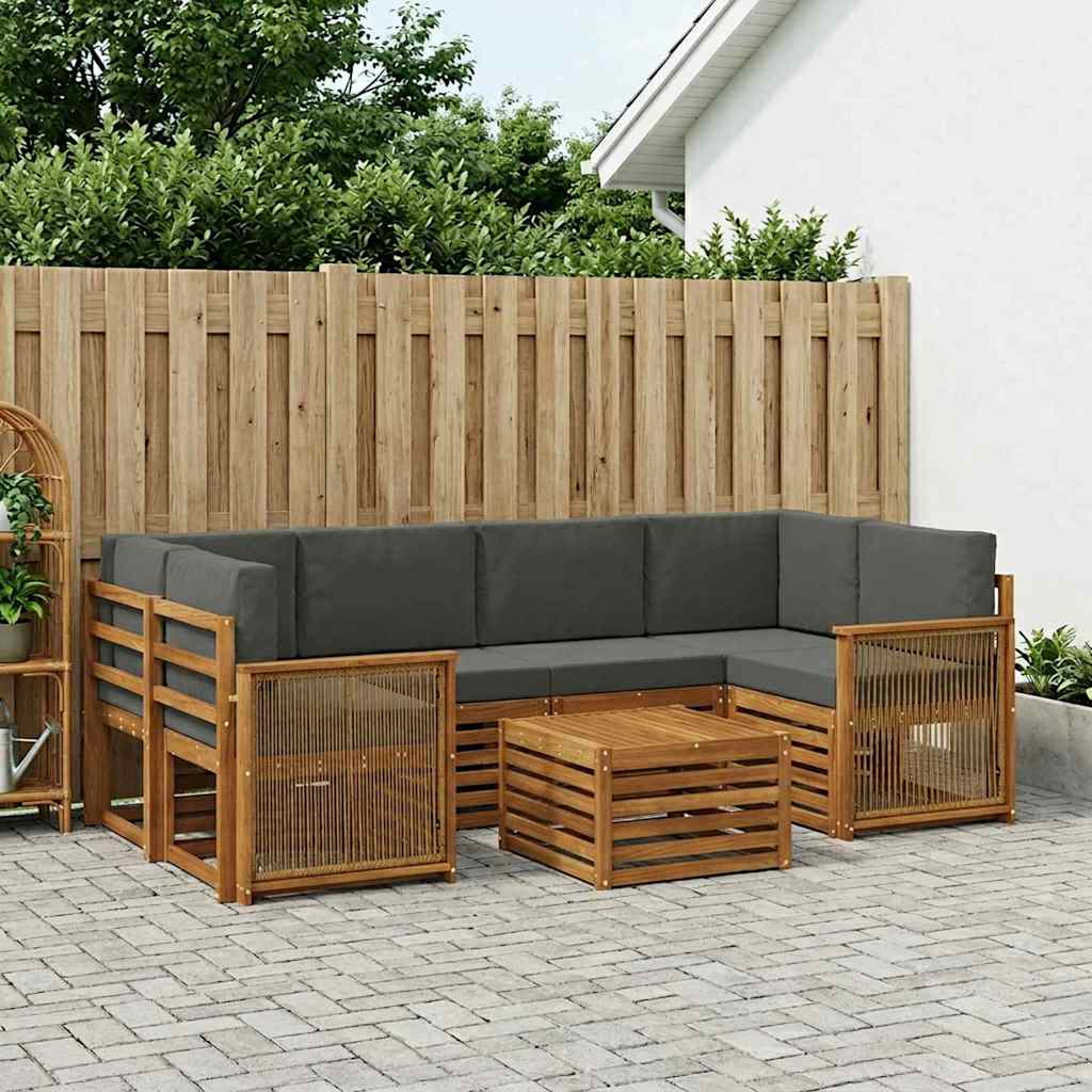 vidaXL Conjunto de sofás de exterior 7 uds. Natural y Antracita