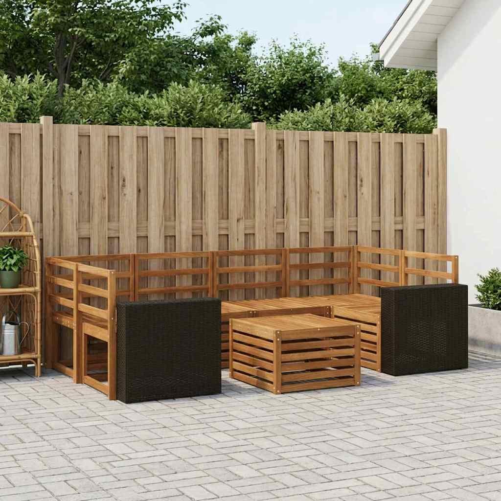 vidaXL Conjunto de sofás de exterior 7 uds. Natural