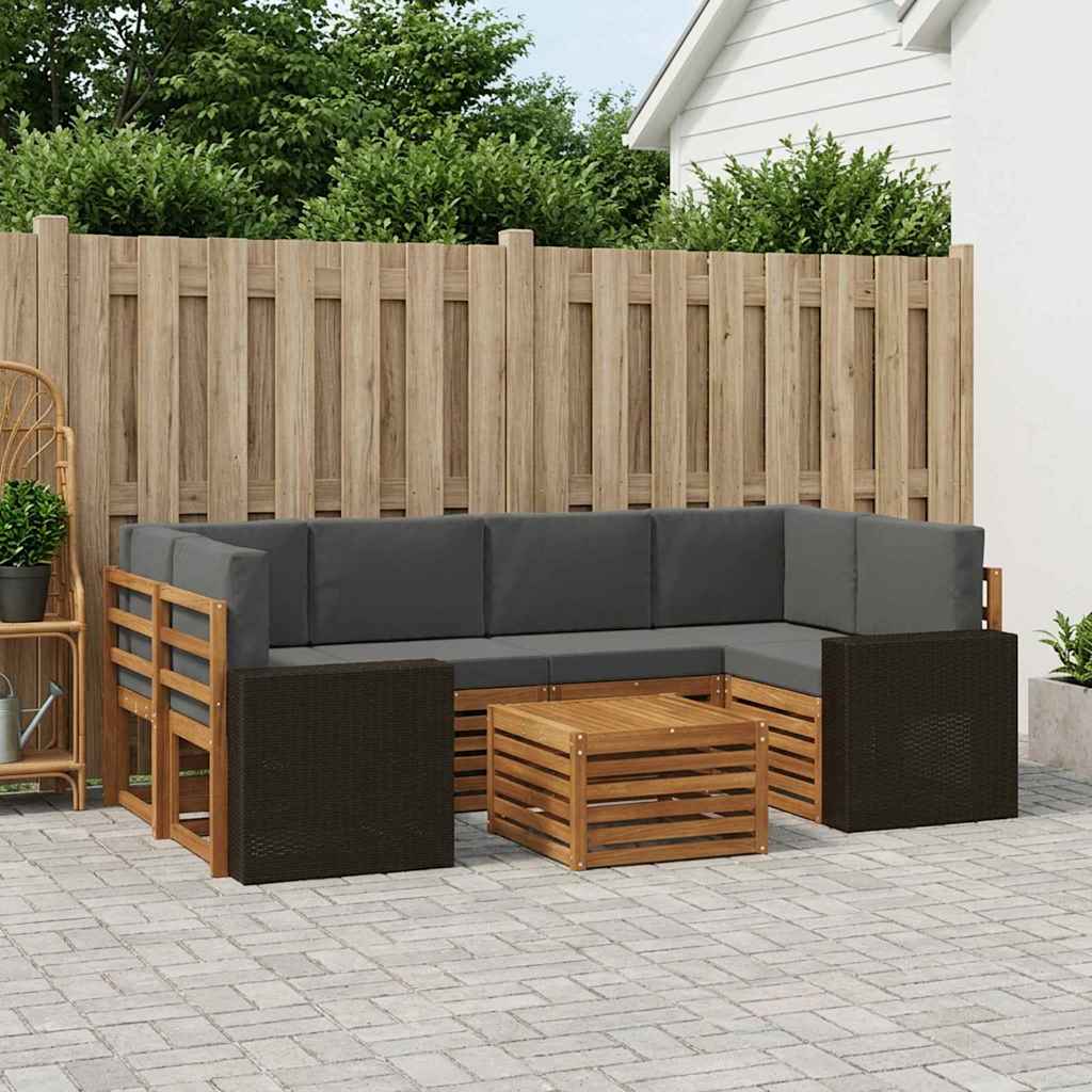 vidaXL Conjunto de sofás de exterior 7 uds. Natural y Antracita