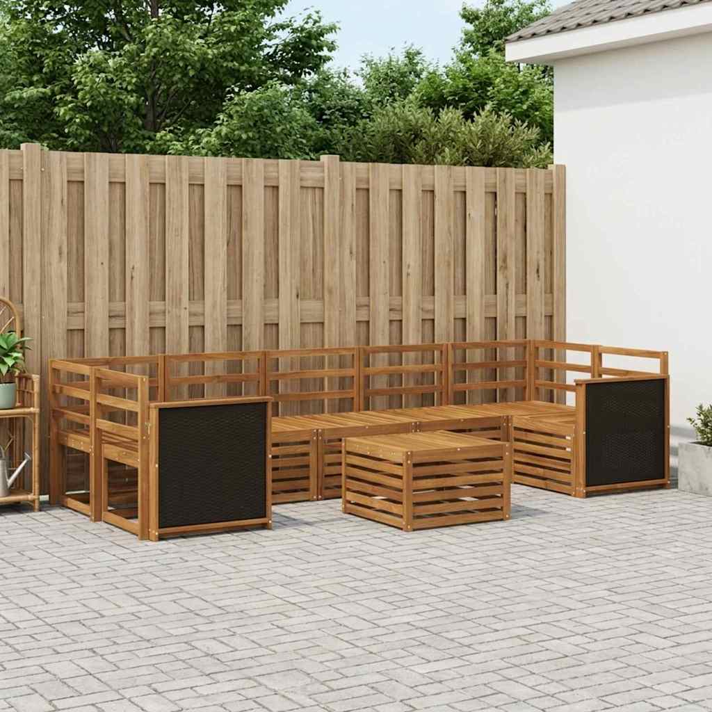 vidaXL Conjunto de sofás de exterior 8 uds. Natural