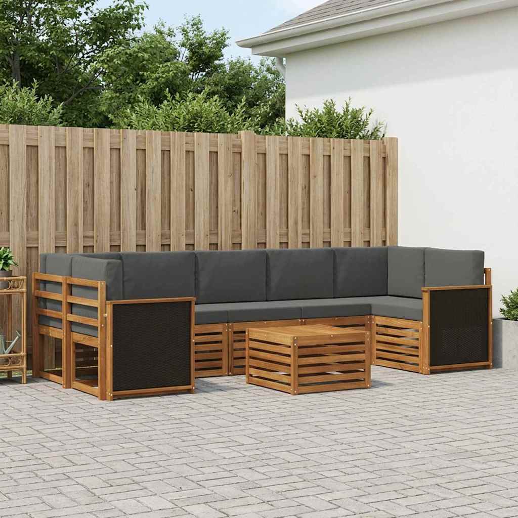 vidaXL Conjunto de sofás de exterior 8 uds. Natural y Antracita