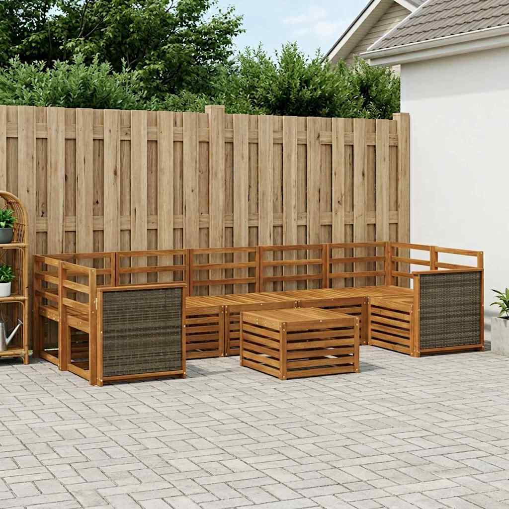 vidaXL Conjunto de sofás de exterior 8 uds. Natural