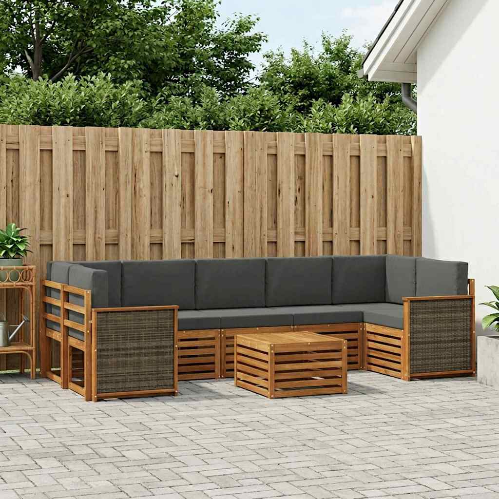 vidaXL Conjunto de sofás de exterior 8 uds. Natural y Antracita