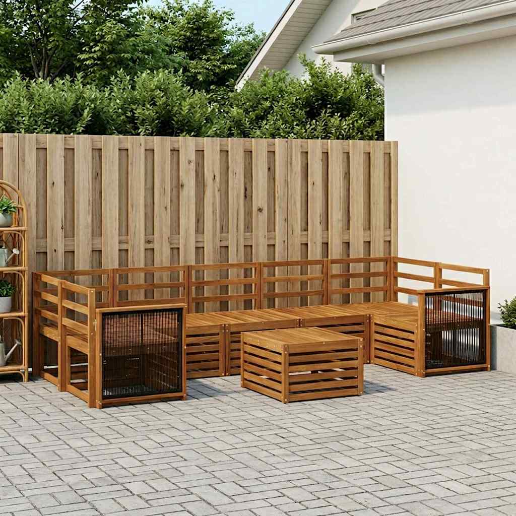 vidaXL Conjunto de sofás de exterior 8 uds. Natural