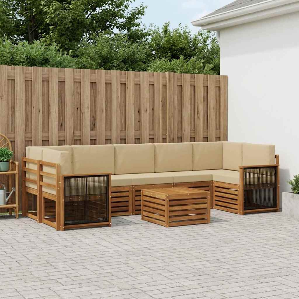 vidaXL Conjunto de sofás de exterior 8 uds. Natural y Beige