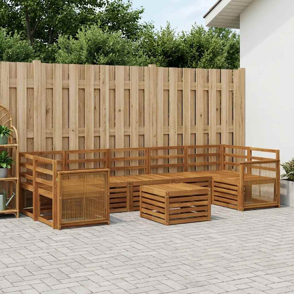vidaXL Conjunto de sofás de exterior 8 uds. Natural