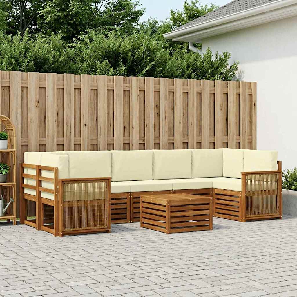 vidaXL Conjunto de sofás de exterior 8 uds. Natural y Crema