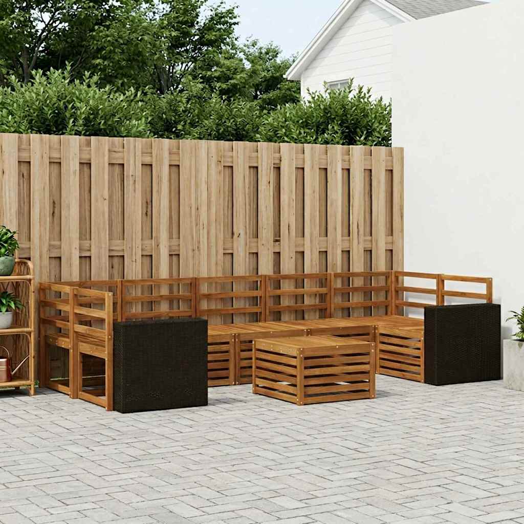 vidaXL Conjunto de sofás de exterior 8 uds. Natural