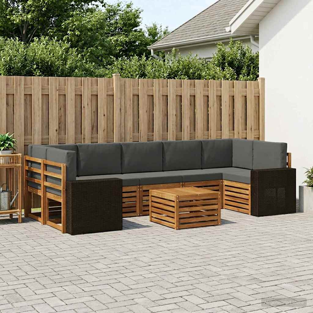 vidaXL Conjunto de sofás de exterior 8 uds. Natural y Antracita