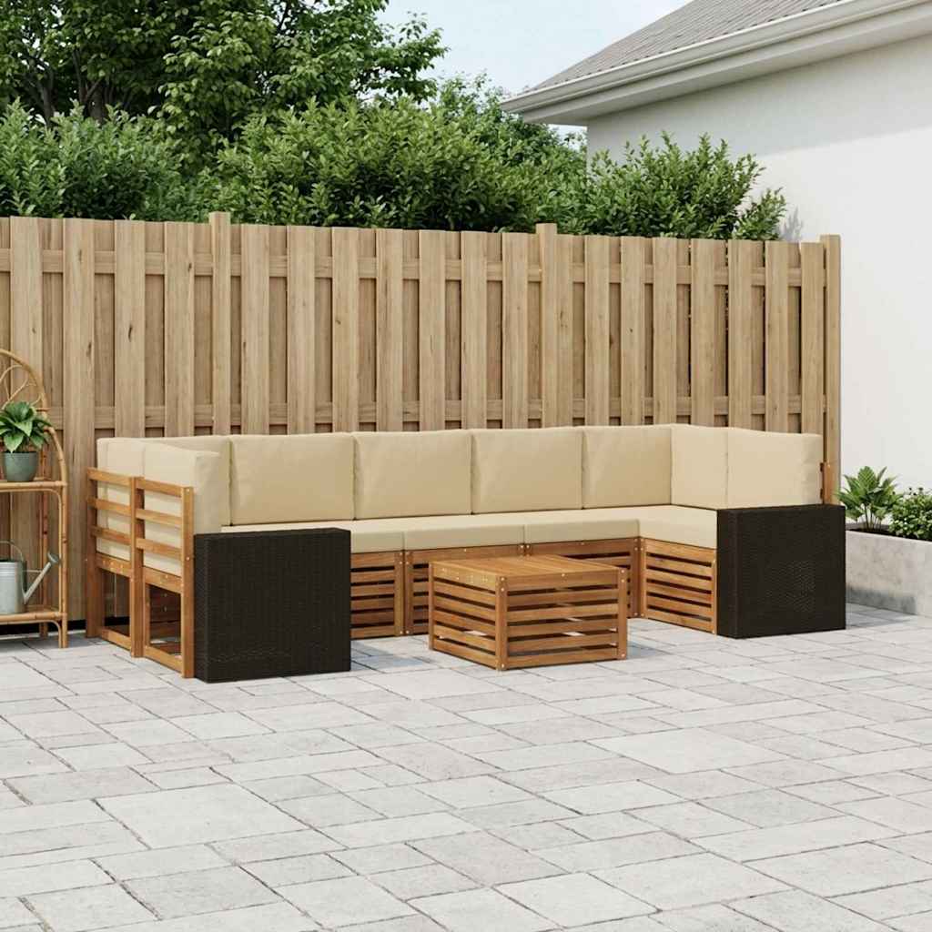 vidaXL Conjunto de sofás de exterior 8 uds. Natural y Beige