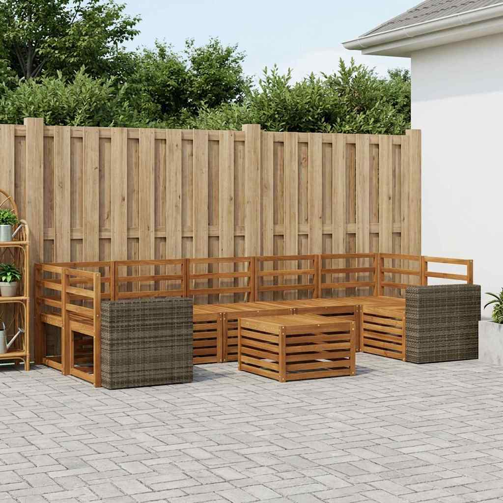 vidaXL Conjunto de sofás de exterior 8 uds. Natural