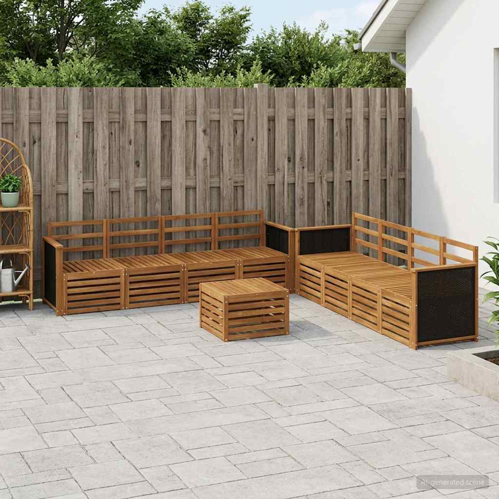 vidaXL Conjunto de sofás de exterior 9 uds. Natural