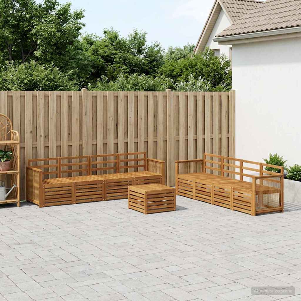 vidaXL Conjunto de sofás de exterior 9 uds. Natural