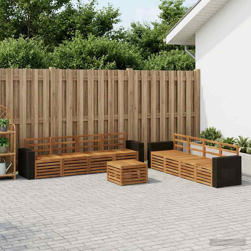 vidaXL Conjunto de sofás de exterior 9 uds. Natural