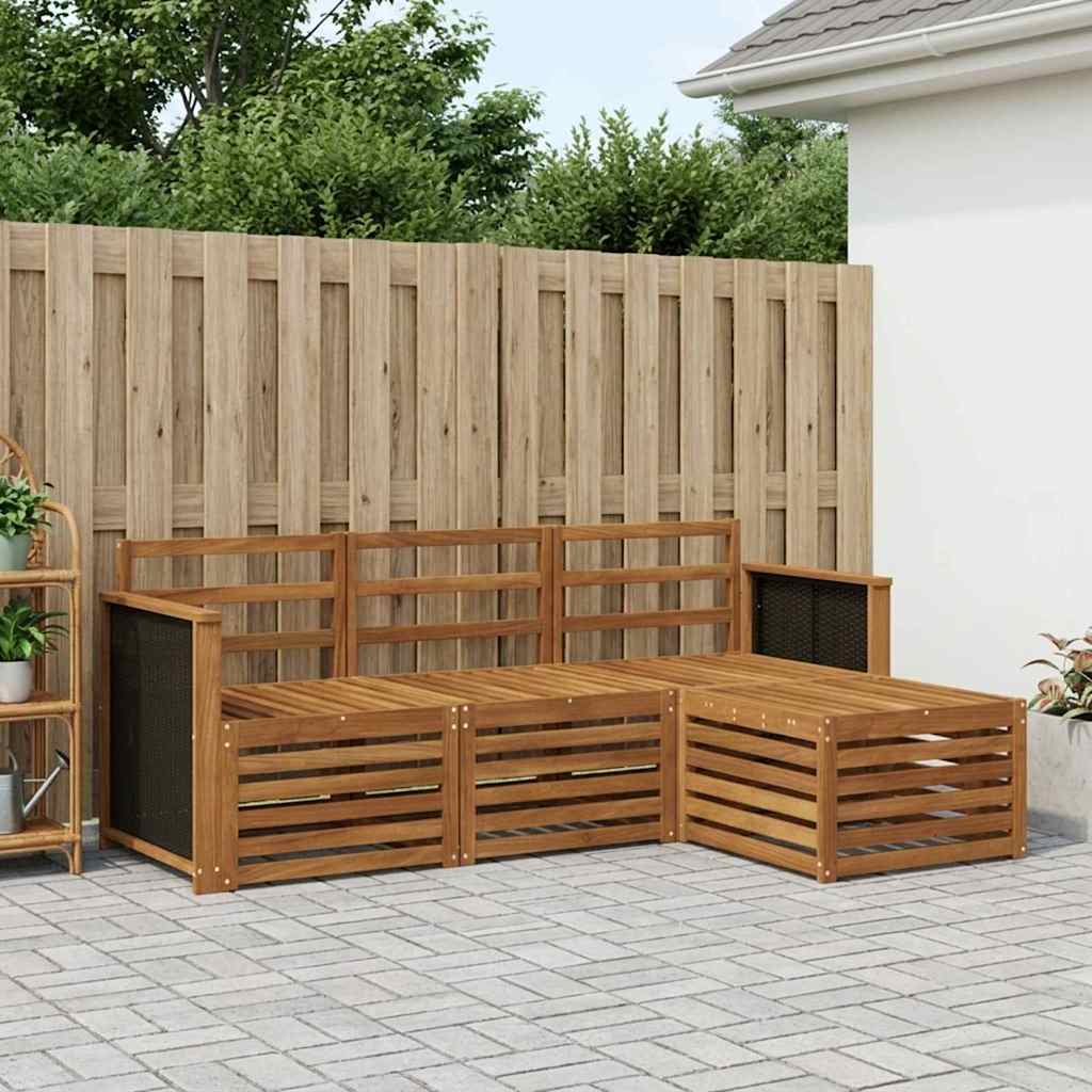 vidaXL Conjunto de sofás de exterior 4 uds. Natural