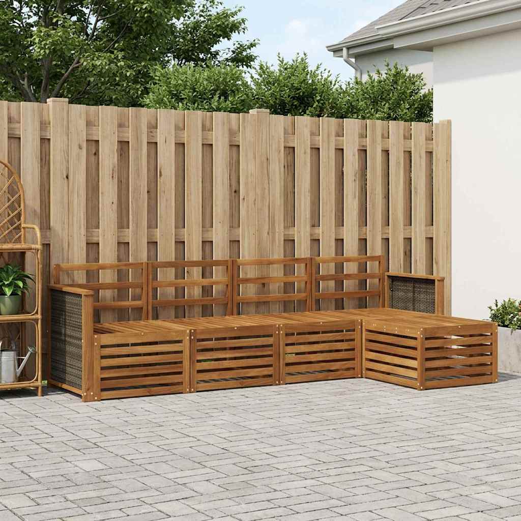 vidaXL Conjunto de sofás de exterior 5 uds. Natural