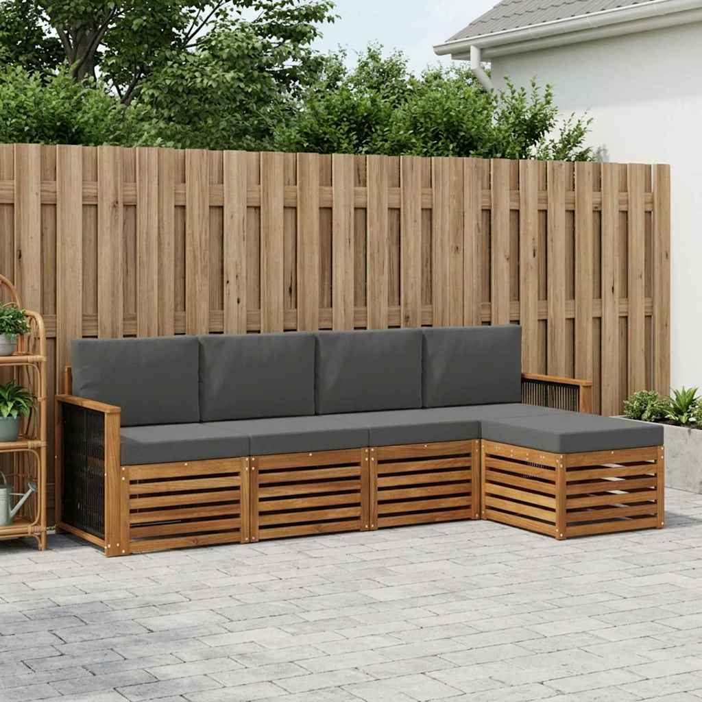 vidaXL Conjunto de sofás de exterior 5 uds. Natural y Antracita
