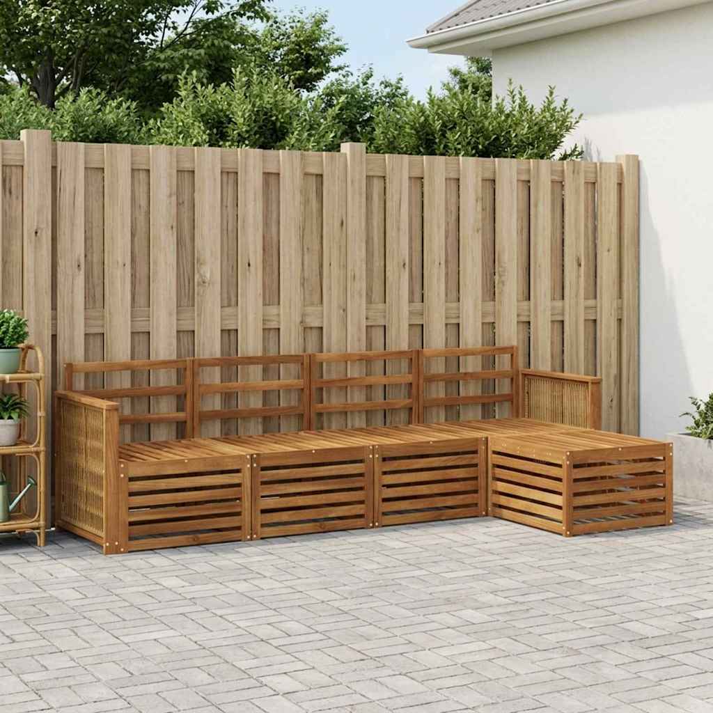 vidaXL Conjunto de sofás de exterior 5 uds. Natural