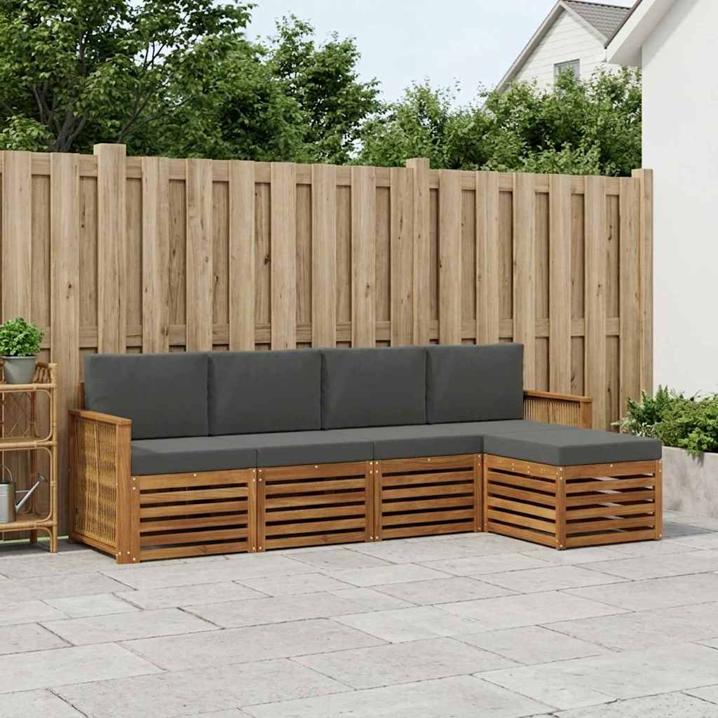 vidaXL Conjunto de sofás de exterior 5 uds. Natural y Antracita