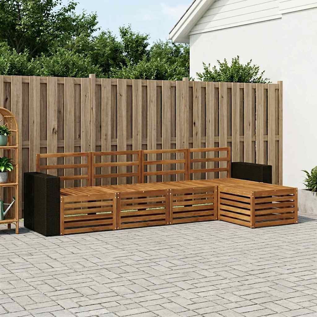 vidaXL Conjunto de sofás de exterior 5 uds. Natural