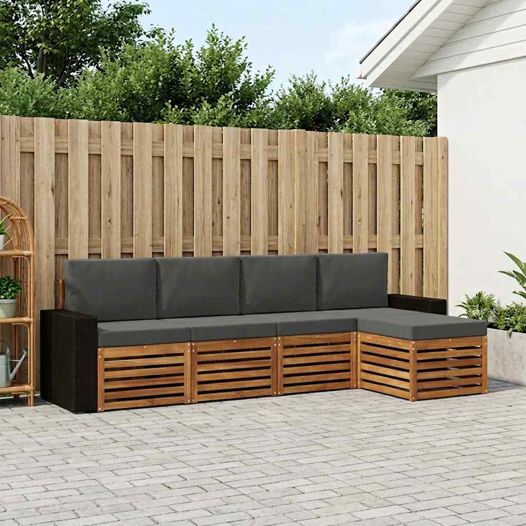 vidaXL Conjunto de sofás de exterior 5 uds. Natural y Antracita