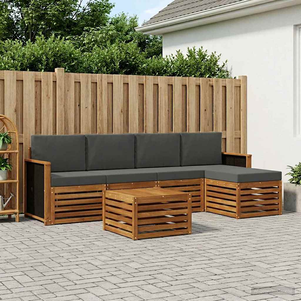 vidaXL Conjunto de sofás de exterior 6 uds. Natural y Antracita