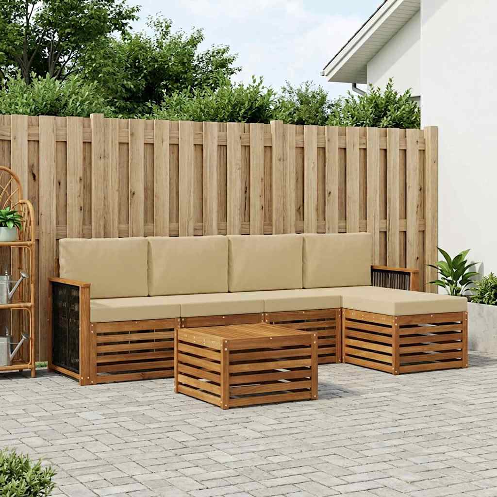 vidaXL Conjunto de sofás de exterior 6 uds. Natural y Beige