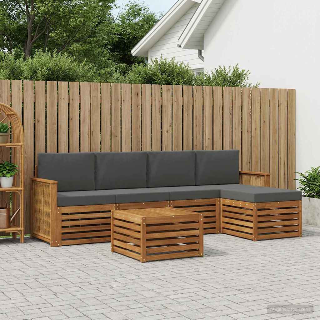 vidaXL Conjunto de sofás de exterior 6 uds. Natural y Antracita