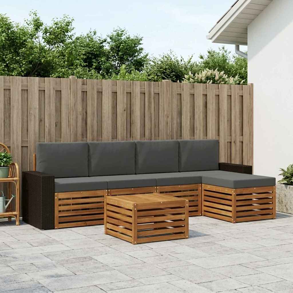 vidaXL Conjunto de sofás de exterior 6 uds. Natural y Antracita