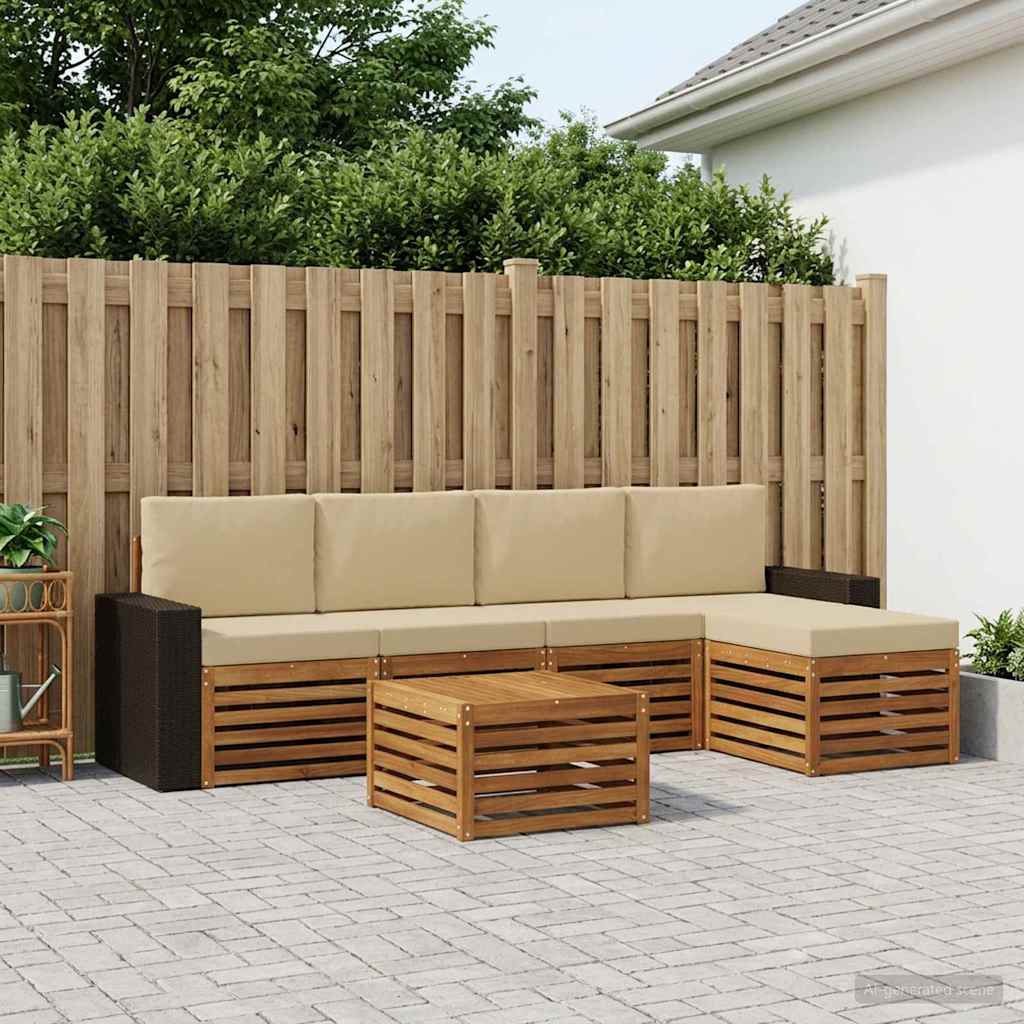 vidaXL Conjunto de sofás de exterior 6 uds. Natural y Beige