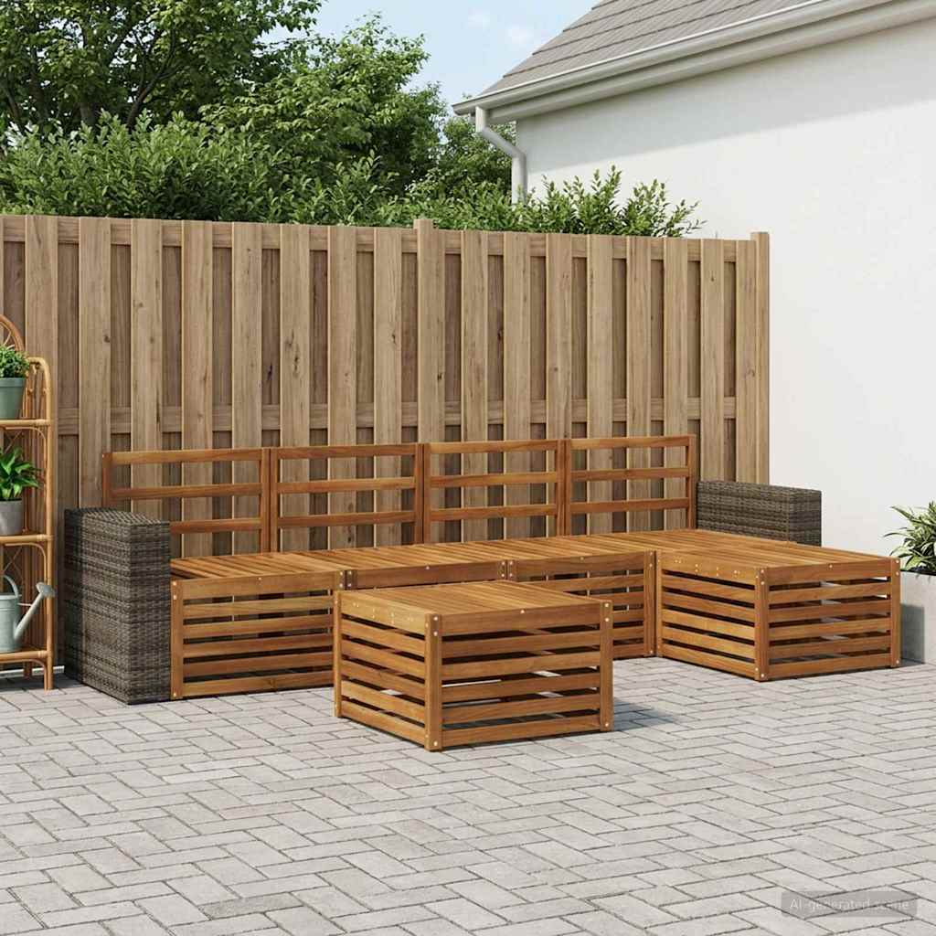vidaXL Conjunto de sofás de exterior 6 uds. Natural