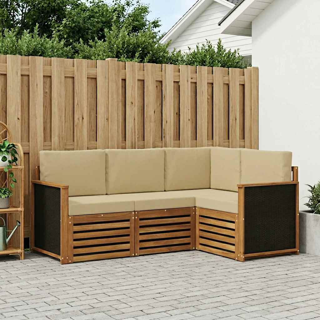 vidaXL Conjunto de sofás de exterior 4 uds. Poliéster