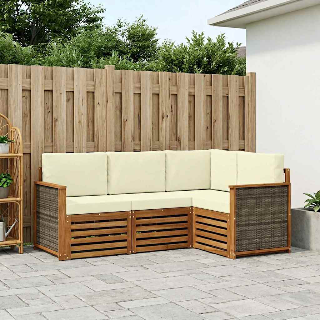 vidaXL Conjunto de sofás de exterior 4 uds. Poliéster