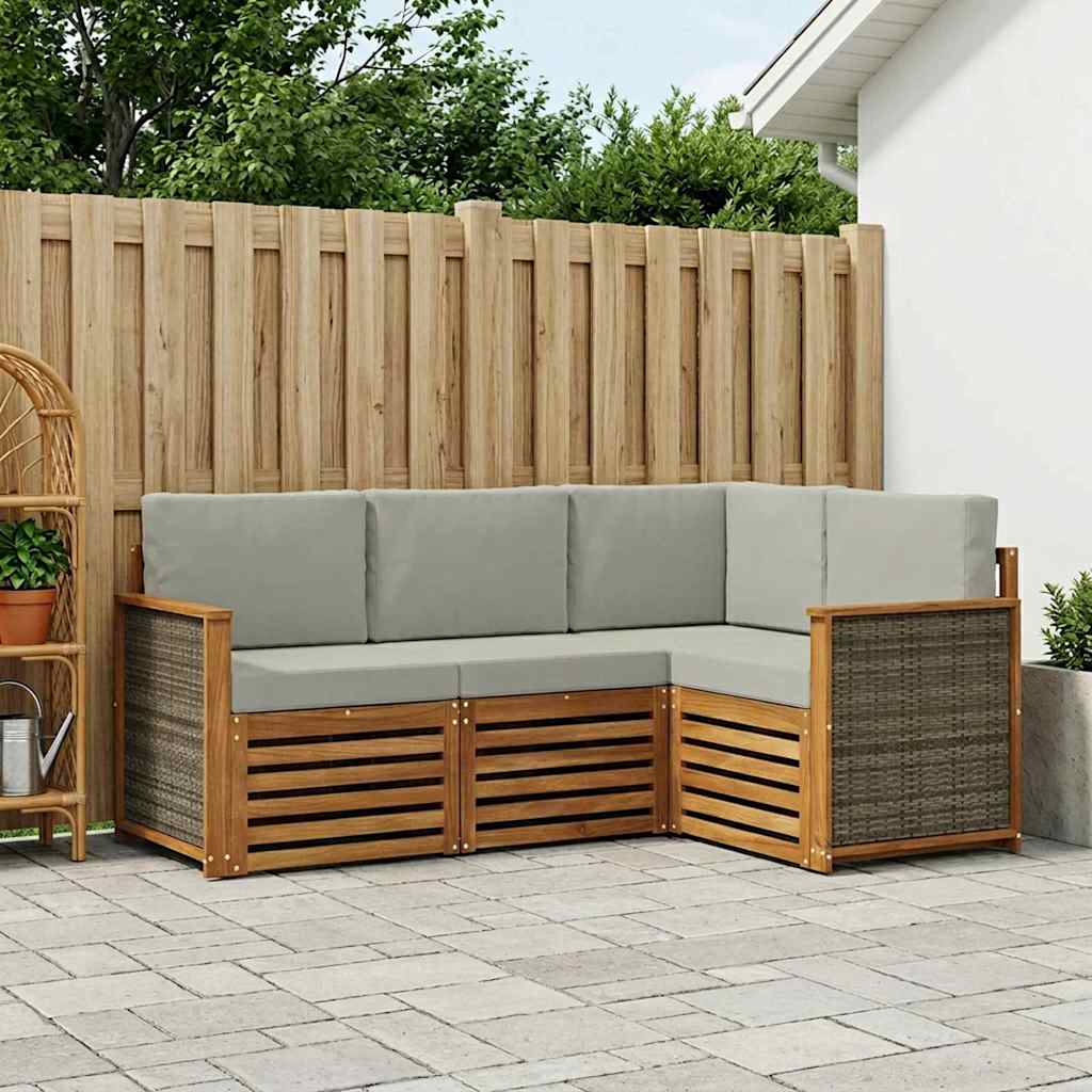 vidaXL Conjunto de sofás de exterior 4 uds. Poliéster