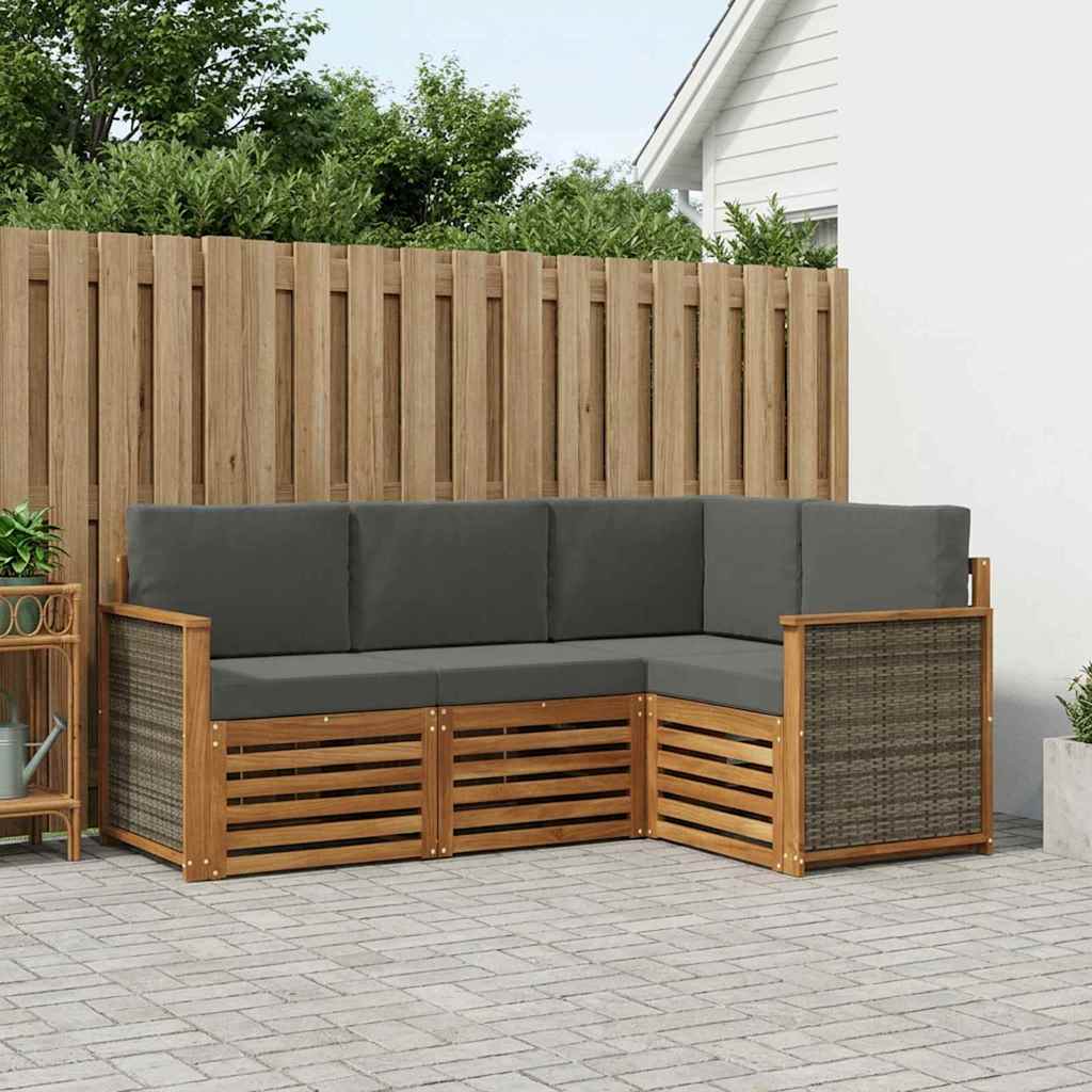 vidaXL Conjunto de sofás de exterior 4 uds. Poliéster