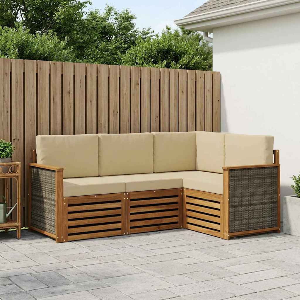 vidaXL Conjunto de sofás de exterior 4 uds. Poliéster