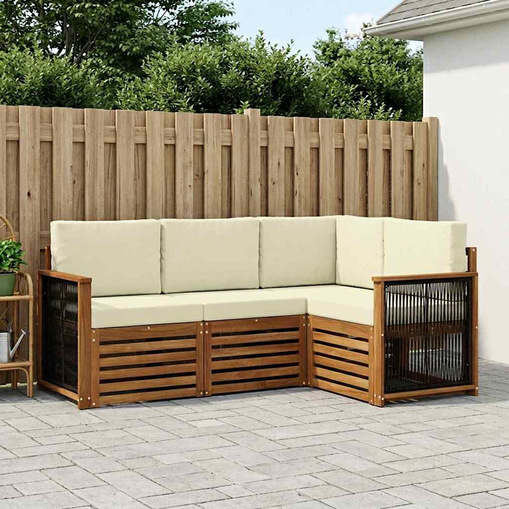 vidaXL Conjunto de sofás de exterior 4 uds. Poliéster